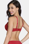 Zivame La Flamme Padded Plunge Wired Medium Coverage Lace Bra - Scarlet Smile — thumbnail 2